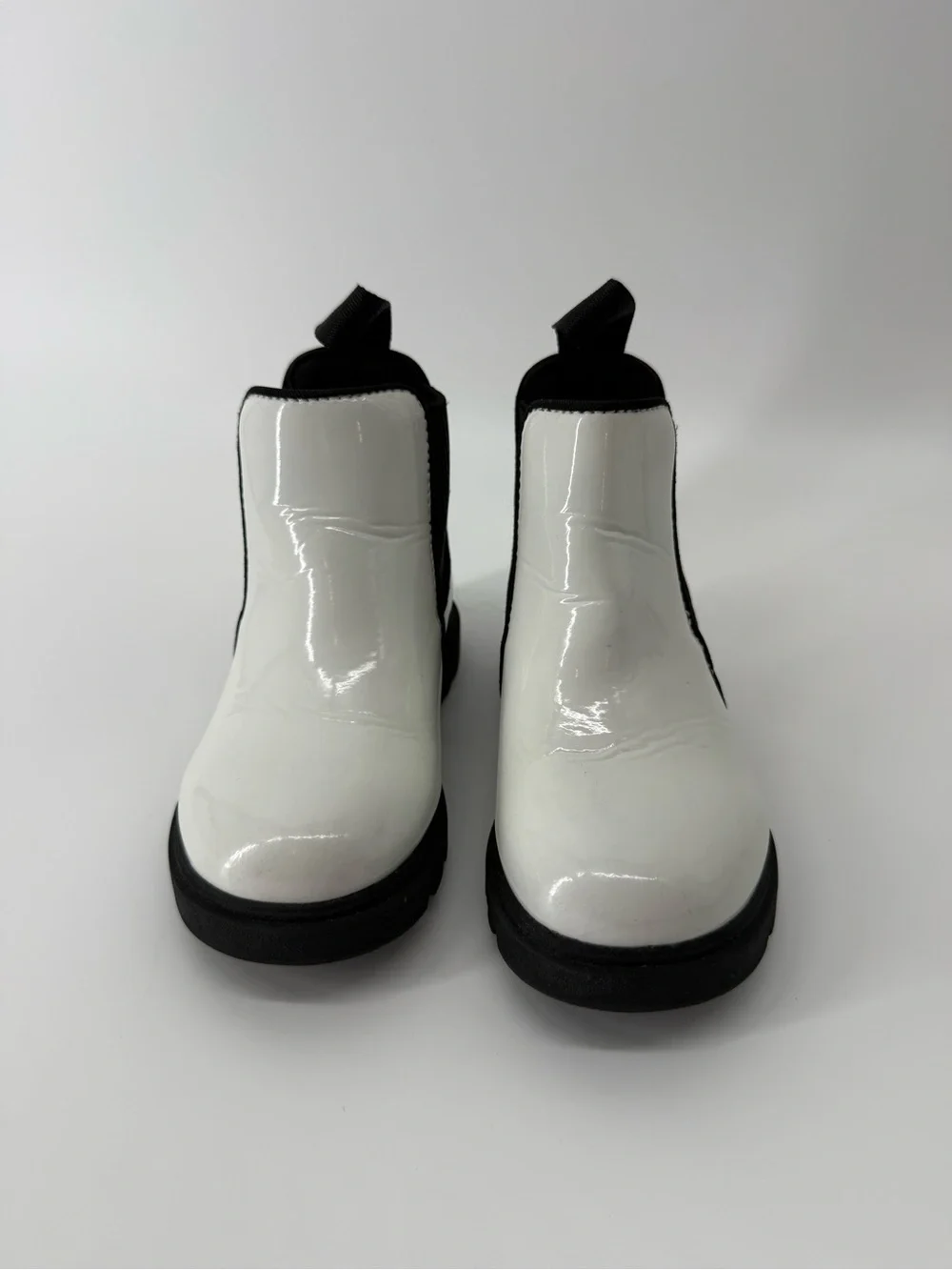 Native Toddler White and Black Slip-On Chelsea Boots